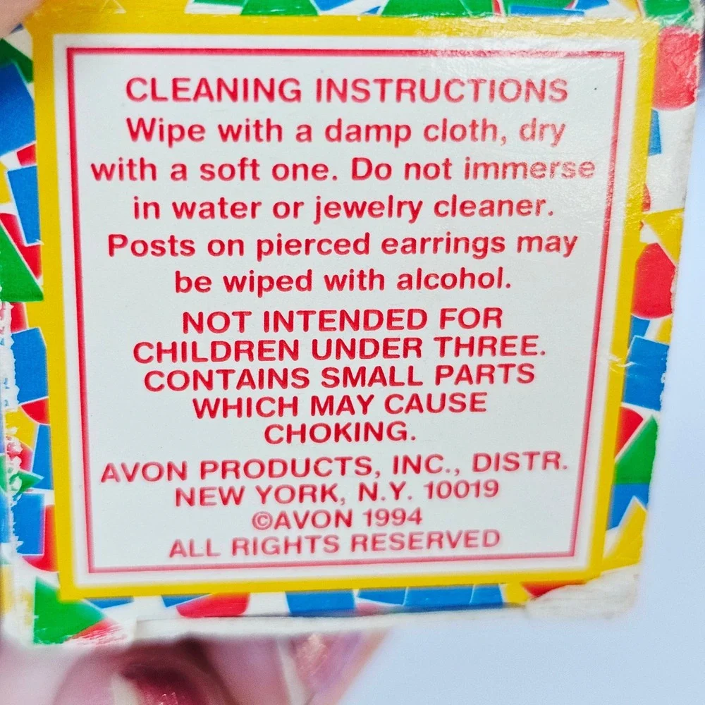 Vintage 1994 Avon Kids‎ Cross Necklace Earring Set Blue Zircon Birthstone Gold